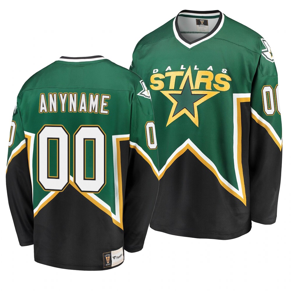 Men's Dallas Stars Personalized Name Number Size Green Heritage Premier Stitched Jersey